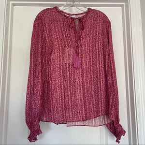 DEREK LAM 10 CROSBY FLORAL BLOUSE SIZE 8 PINK/FUCHSIA NWT